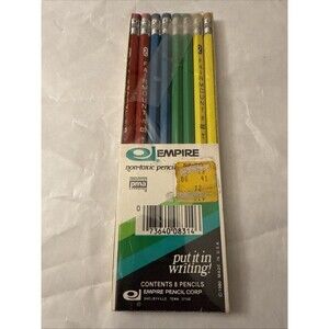 VINTAGE 1980's Empire "Put it in Writing" #2 Pencils NOS Sealed Pack Made in USA
